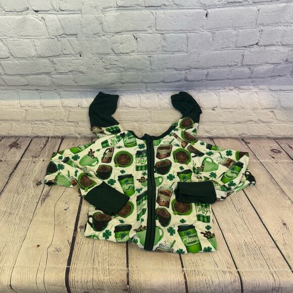Fletch Bamboo St. Patricks Day Coffee Bamboo Zip Romper - Picture 5 of 5